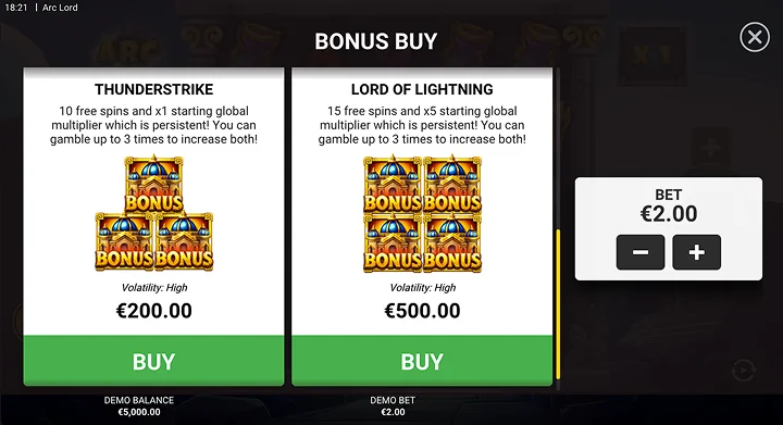 Arc Lord में Thunderstrike Bonus और Lord of Lightning बोनस